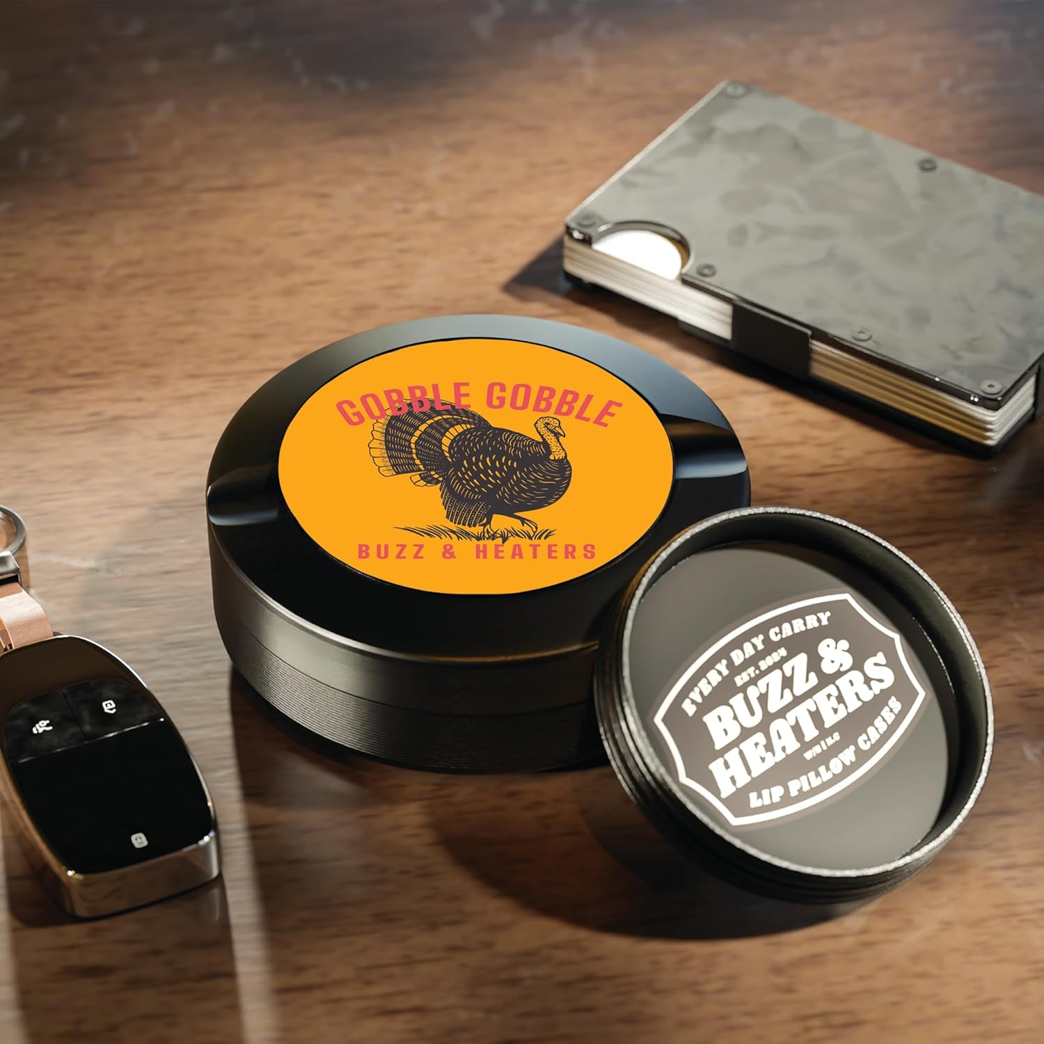 Buzz & Heaters Metal Container for Zyn, Turkey Hunting Accessories, Gobble Gobble