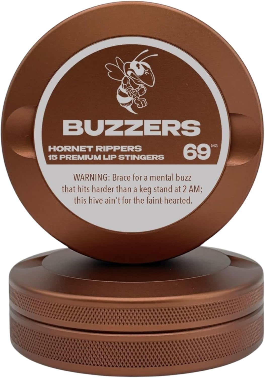 Buzzers | Metal Container for Zyn, Premium Aluminum Can & Rugged Pouch Holder | Extra Capacity, Knurled Grip & Used Pouch Storage | EDC